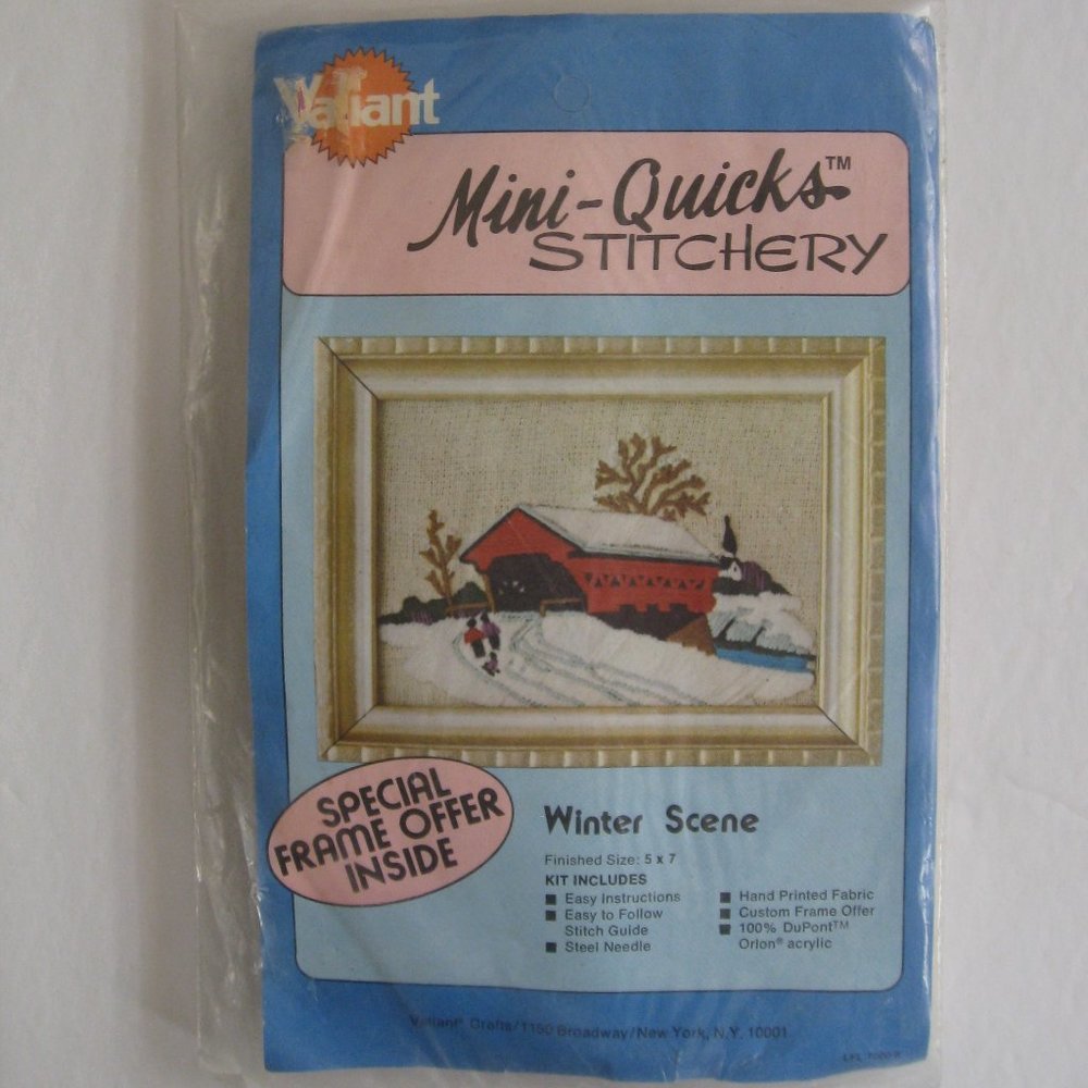 Valiant Mini-Quicks Stitchery Winter Scene Kit Needlework Crewel New Sealed